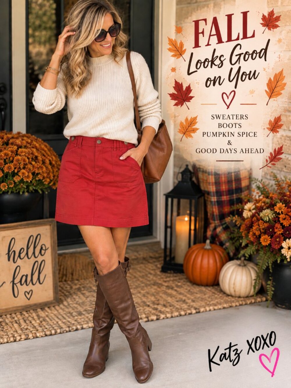Per Se Red Cotton Stretch Skirt 6 Utility Pocket A-Line Mini Preppy Fall Casual